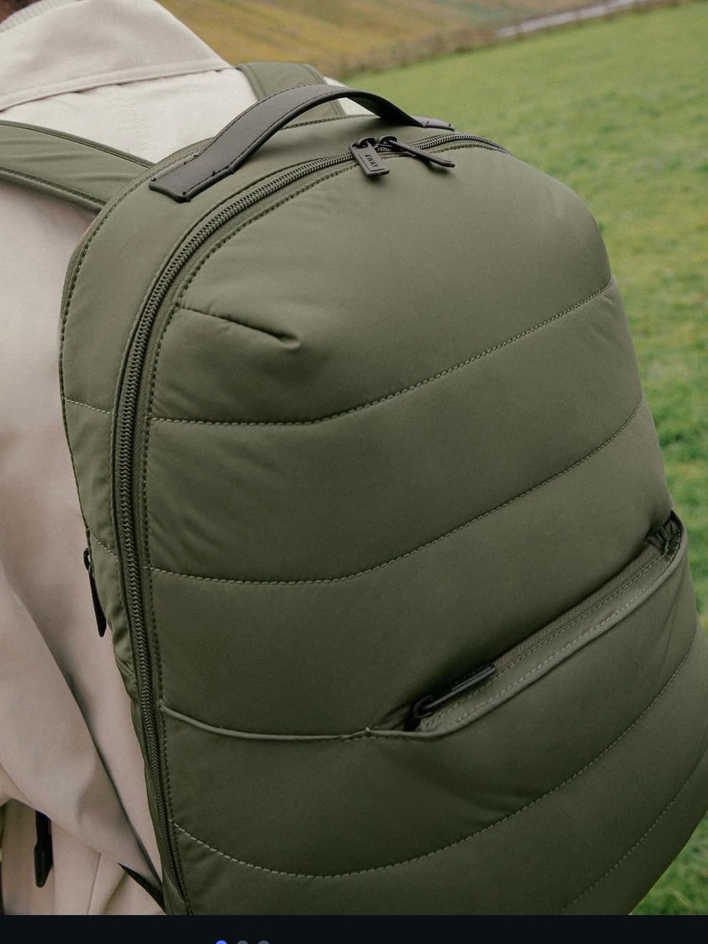 AWAY Olive Green Quilted Backpack